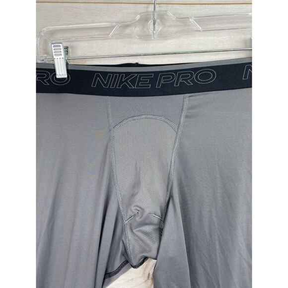 Nike Pro Compression Pants Men's XL Gray Black 3/4 Dri-Fit Training Tights - Picture 2 of 9
